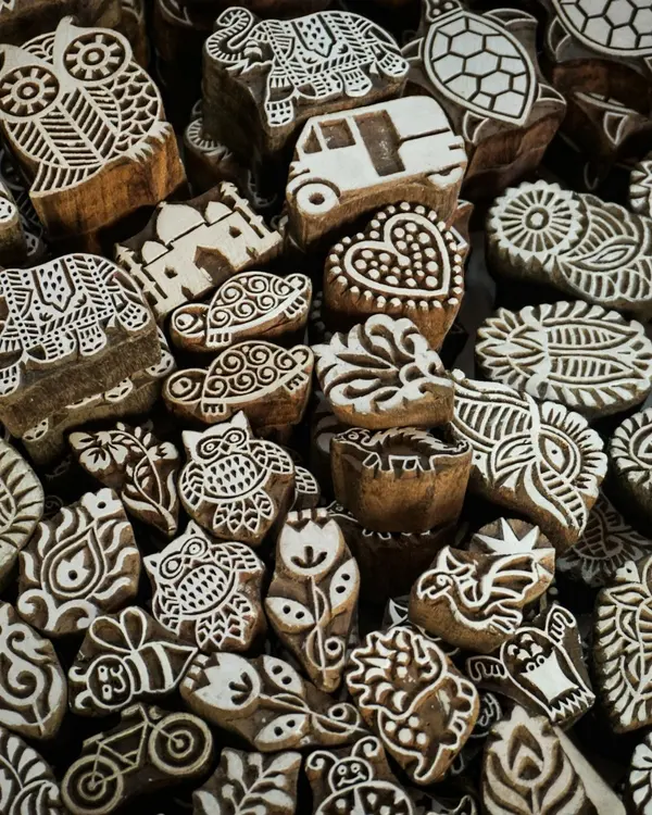 Carved wooden blocks used for hand block printing